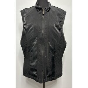 Descente Black Zip Vest Sleeveless Pockets Women Size 10 Mid-Length